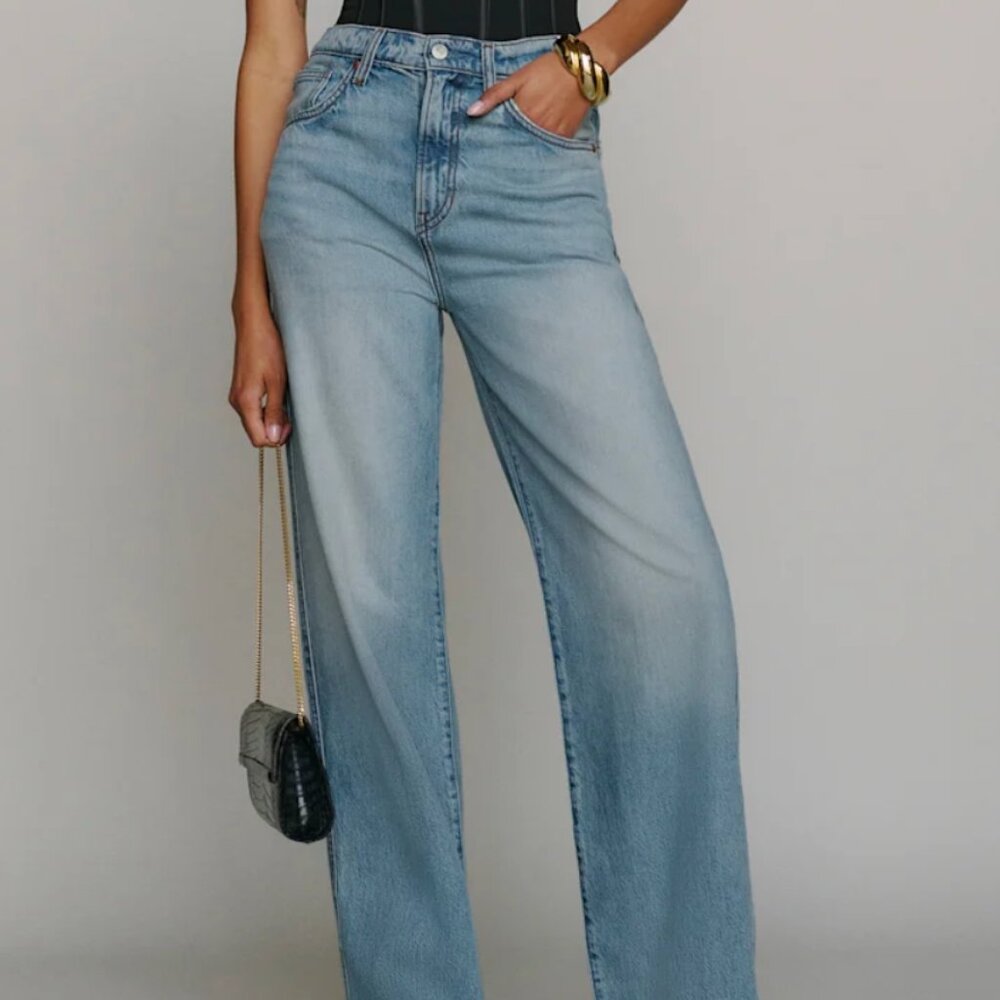 Women's Light Blue Wide-Leg Jeans